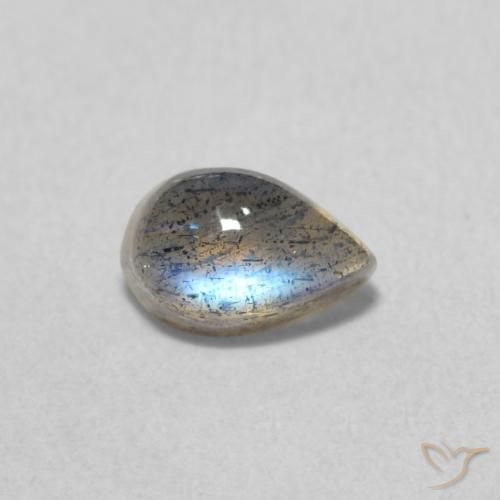0.61 ct Multicolor Labradorite Stone, Natural Labradorite in Pear Cabochon Shape for Sale
