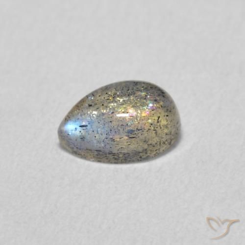 0.57 ct Multicolor Labradorite Stone, Natural Labradorite in Pear Cabochon Shape for Sale