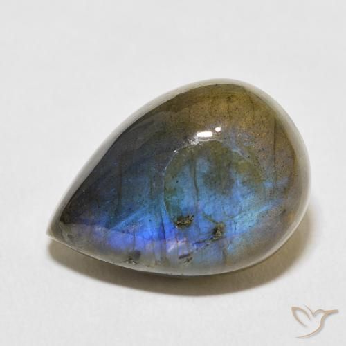 13.03ct Natural Multicolor Labradorite, Pear Shape, Opaque