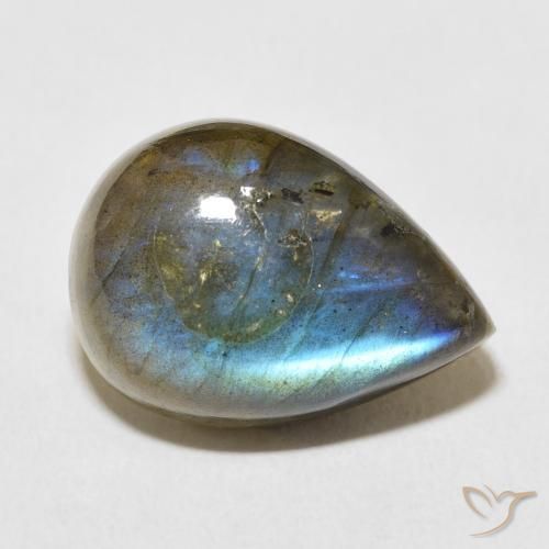 13.03 ct Multicolor Labradorite Stone, Natural Labradorite in Pear Cabochon Shape for Sale