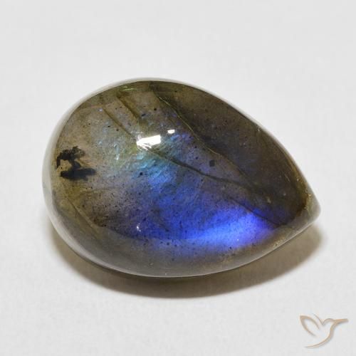 13.08 ct Multicolor Labradorite Stone, Natural Labradorite in Pear Cabochon Shape for Sale