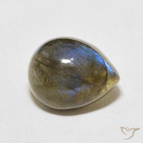 4.00 ct Multicolor Labradorite Stone, Natural Labradorite in Pear Cabochon Shape for Sale
