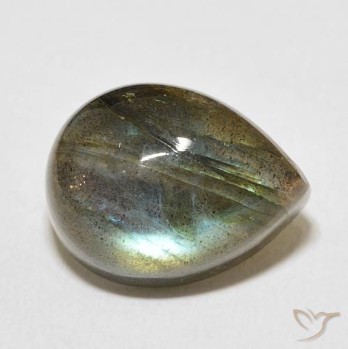 11.20 ct Multicolor Labradorite Stone, Natural Labradorite in Pear Cabochon Shape for Sale
