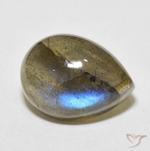 10.55 ct Multicolor Labradorite Stone, Natural Labradorite in Pear Cabochon Shape for Sale