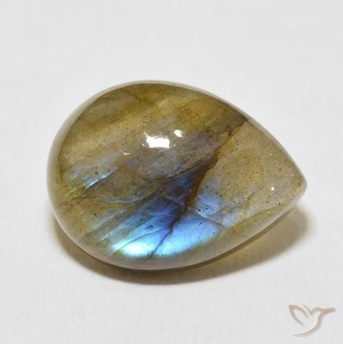 9.34 ct Multicolor Labradorite Stone, Natural Labradorite in Pear Cabochon Shape for Sale