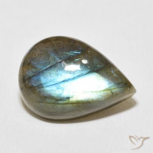 11.39 ct Multicolor Labradorite Stone, Natural Labradorite in Pear Cabochon Shape for Sale