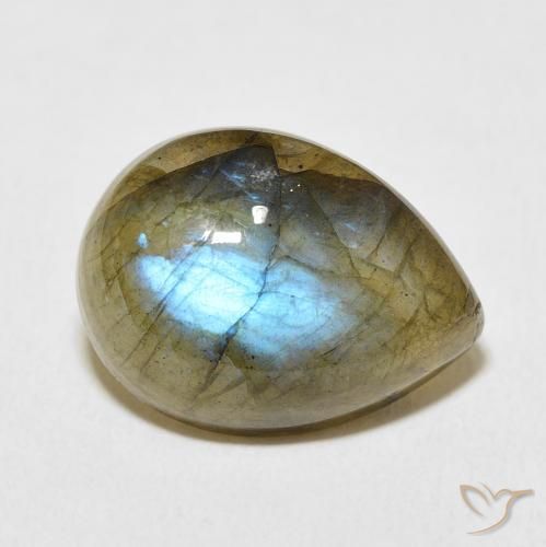 8.95 ct Multicolor Labradorite Stone, Natural Labradorite in Pear Cabochon Shape for Sale