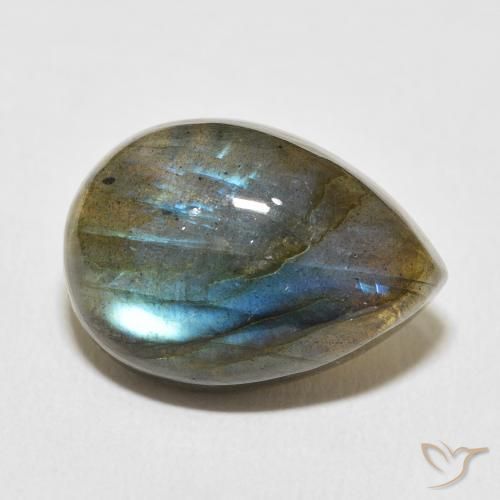 12.70 ct Multicolor Labradorite Stone, Natural Labradorite in Pear Cabochon Shape for Sale