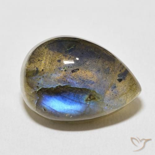 13.81 ct Multicolor Labradorite Stone, Natural Labradorite in Pear Cabochon Shape for Sale
