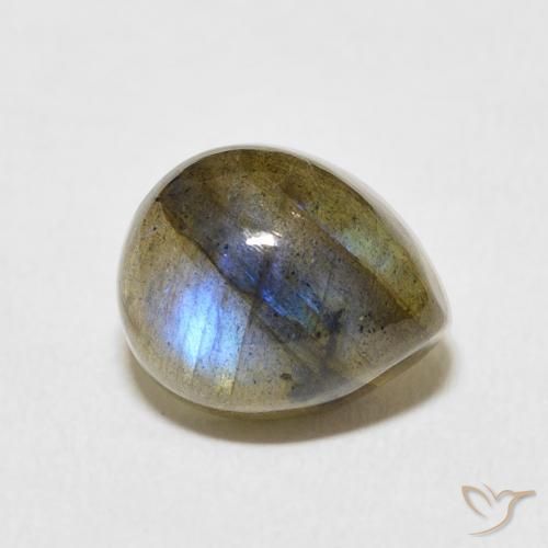 4.24 ct Multicolor Labradorite Stone, Natural Labradorite in Pear Cabochon Shape for Sale