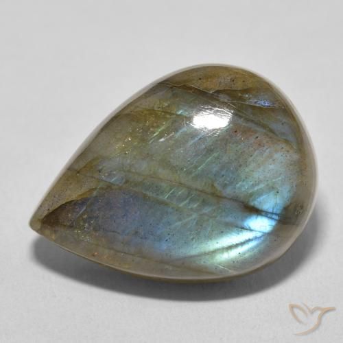 17.48 ct Multicolor Labradorite Gemstone, Labradorite Gem in Pear Cabochon Shape for Sale.