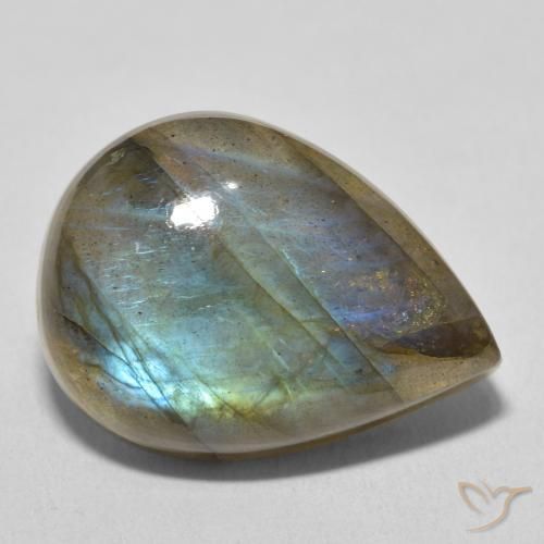 17.48 ct Multicolor Labradorite Stone, Natural Labradorite in Pear Cabochon Shape for Sale