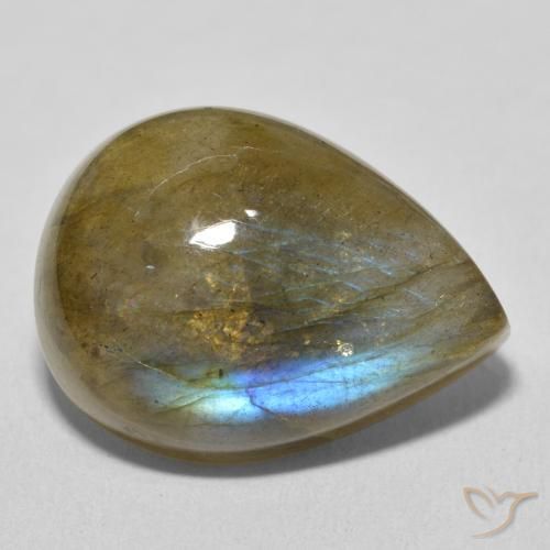 17.02 ct Multicolor Labradorite Stone, Natural Labradorite in Pear Cabochon Shape for Sale