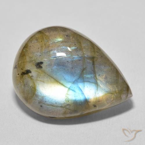 16.32 ct Multicolor Labradorite Stone, Natural Labradorite in Pear Cabochon Shape for Sale