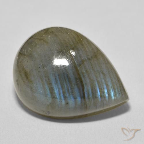 17.20 ct Multicolor Labradorite Stone, Natural Labradorite in Pear Cabochon Shape for Sale