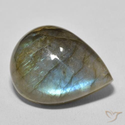 16.16 ct Multicolor Labradorite Stone, Natural Labradorite in Pear Cabochon Shape for Sale