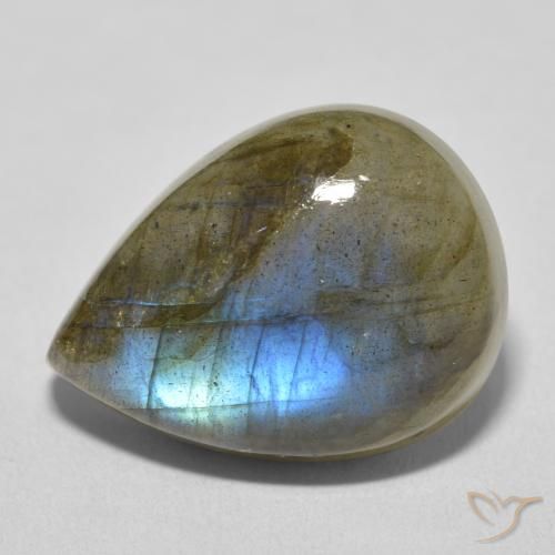 16.75ct Natural Multicolor Labradorite, Pear Shape, Translucent