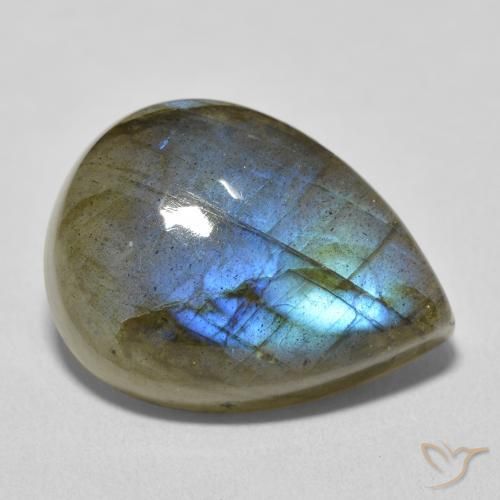 16.75 ct Multicolor Labradorite Stone, Natural Labradorite in Pear Cabochon Shape for Sale