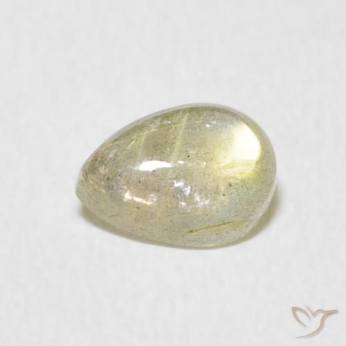 0.68 ct Multicolor Labradorite Stone, Natural Labradorite in Pear Cabochon Shape for Sale