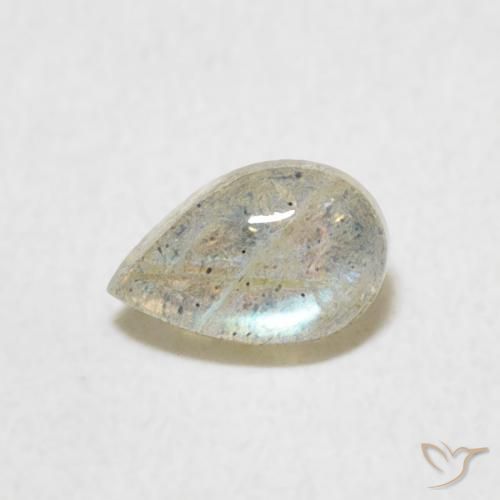 0.45 ct Multicolor Labradorite Stone, Natural Labradorite in Pear Cabochon Shape for Sale