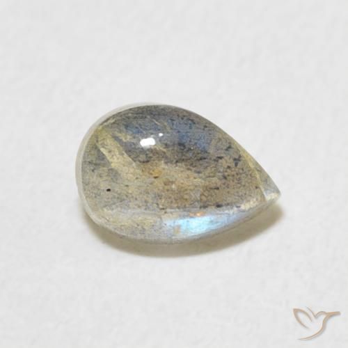 0.58 ct Multicolor Labradorite Stone, Natural Labradorite in Pear Cabochon Shape for Sale