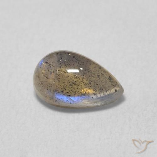 0.58 ct Multicolor Labradorite Stone, Natural Labradorite in Pear Cabochon Shape for Sale
