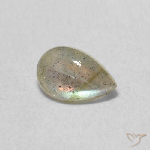 0.38 ct Multicolor Labradorite Stone, Natural Labradorite in Pear Cabochon Shape for Sale