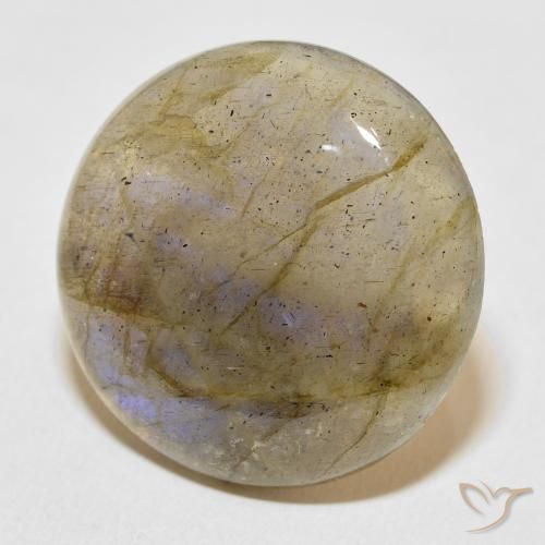 30.47 ct Multicolor Labradorite Stone, Natural Labradorite in Round Cabochon Shape for Sale