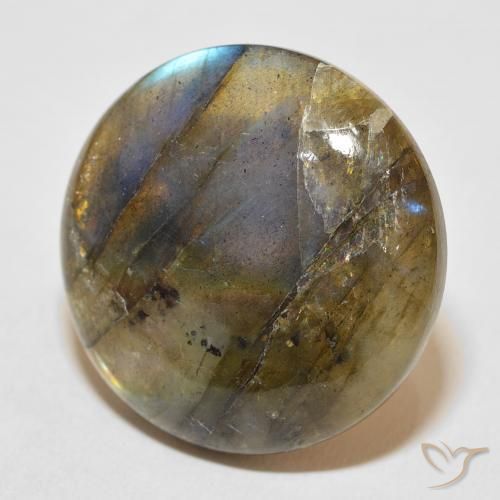 33.96 ct Multicolor Labradorite Stone, Natural Labradorite in Round Cabochon Shape for Sale