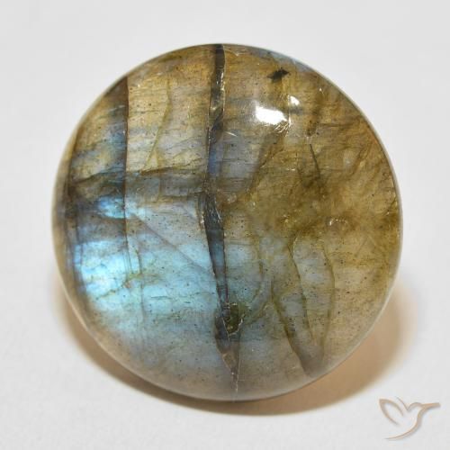 33.08 ct Multicolor Labradorite Stone, Natural Labradorite in Round Cabochon Shape for Sale