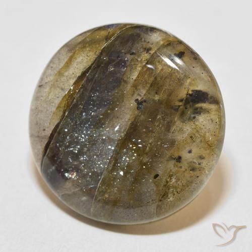 29.35 ct Multicolor Labradorite Stone, Natural Labradorite in Round Cabochon Shape for Sale