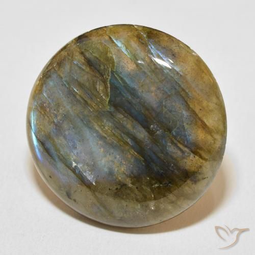 27.33 ct Multicolor Labradorite Stone, Natural Labradorite in Round Cabochon Shape for Sale
