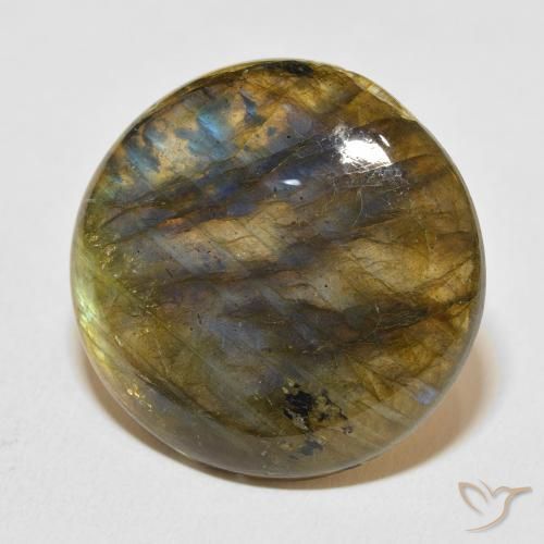 27.85 ct Multicolor Labradorite Stone, Natural Labradorite in Round Cabochon Shape for Sale