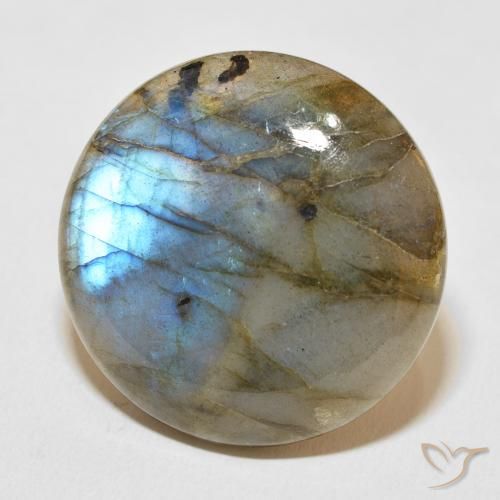 35.82 ct Multicolor Labradorite Stone, Natural Labradorite in Round Cabochon Shape for Sale