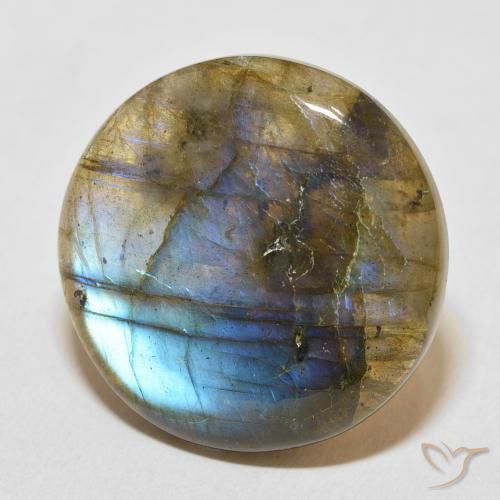 33.10 ct Multicolor Labradorite Stone, Natural Labradorite in Round Cabochon Shape for Sale