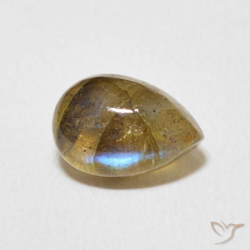 1.75 ct Multicolor Labradorite Stone, Natural Labradorite in Pear Cabochon Shape for Sale