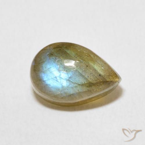 2.68 ct Multicolor Labradorite Stone, Natural Labradorite in Pear Cabochon Shape for Sale