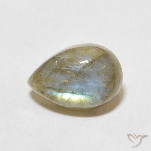 2.42 ct Multicolor Labradorite Stone, Natural Labradorite in Pear Cabochon Shape for Sale