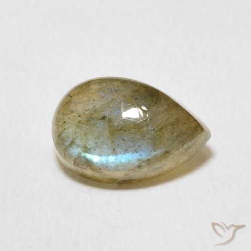 2.39 ct Multicolor Labradorite Stone, Natural Labradorite in Pear Cabochon Shape for Sale
