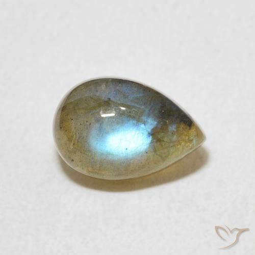 1.78 ct Multicolor Labradorite Stone, Natural Labradorite in Pear Cabochon Shape for Sale