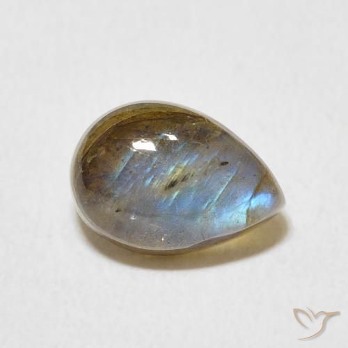 2.53 ct Multicolor Labradorite Stone, Natural Labradorite in Pear Cabochon Shape for Sale