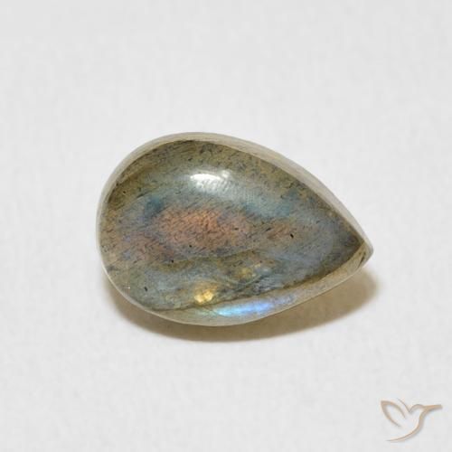 1.53 ct Multicolor Labradorite Stone, Natural Labradorite in Pear Cabochon Shape for Sale