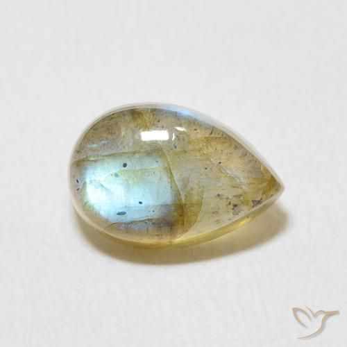 2.47 ct Multicolor Labradorite Stone, Natural Labradorite in Pear Cabochon Shape for Sale