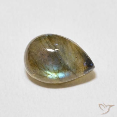 2.18 ct Multicolor Labradorite Stone, Natural Labradorite in Pear Cabochon Shape for Sale