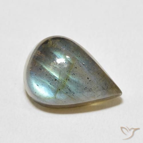 6.96 ct Multicolor Labradorite Stone, Natural Labradorite in Pear Cabochon Shape for Sale