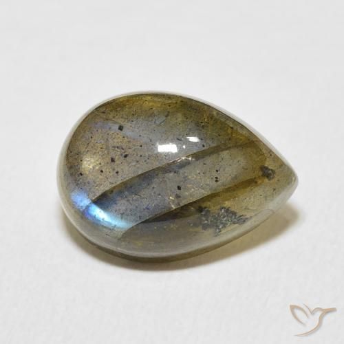 6.74 ct Multicolor Labradorite Stone, Natural Labradorite in Pear Cabochon Shape for Sale