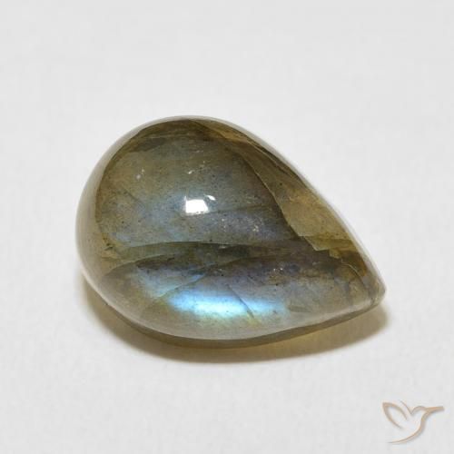 6.89 ct Multicolor Labradorite Stone, Natural Labradorite in Pear Cabochon Shape for Sale