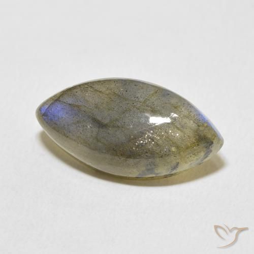 9.71 ct Multicolor Labradorite Stone, Natural Labradorite in Marquise Cabochon Shape for Sale