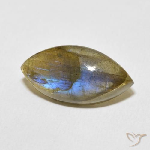 9.13 ct Multicolor Labradorite Stone, Natural Labradorite in Marquise Cabochon Shape for Sale