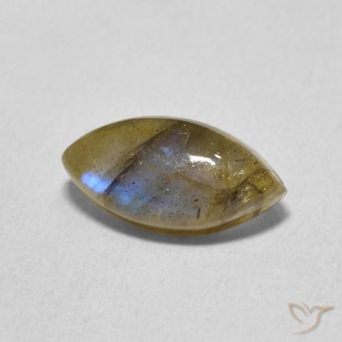 2.54 ct Multicolor Labradorite Stone, Natural Labradorite in Marquise Cabochon Shape for Sale